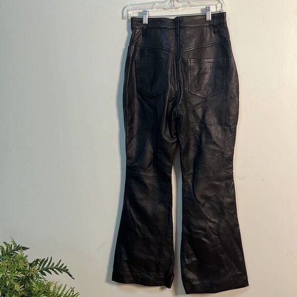 Prether Black Genuine Leather Flare Pants Size 12‎ - Picture 1 of 10